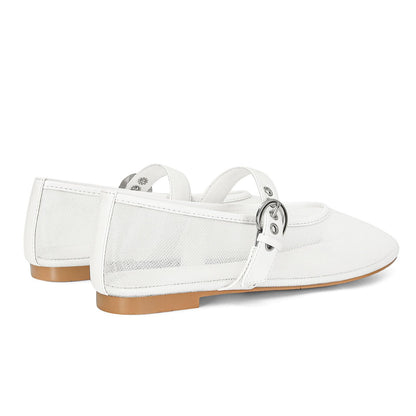 MICIFA ballet flats — leopard mesh design with buckle detail