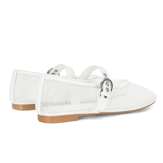 MICIFA ballet flats — leopard mesh design with buckle detail