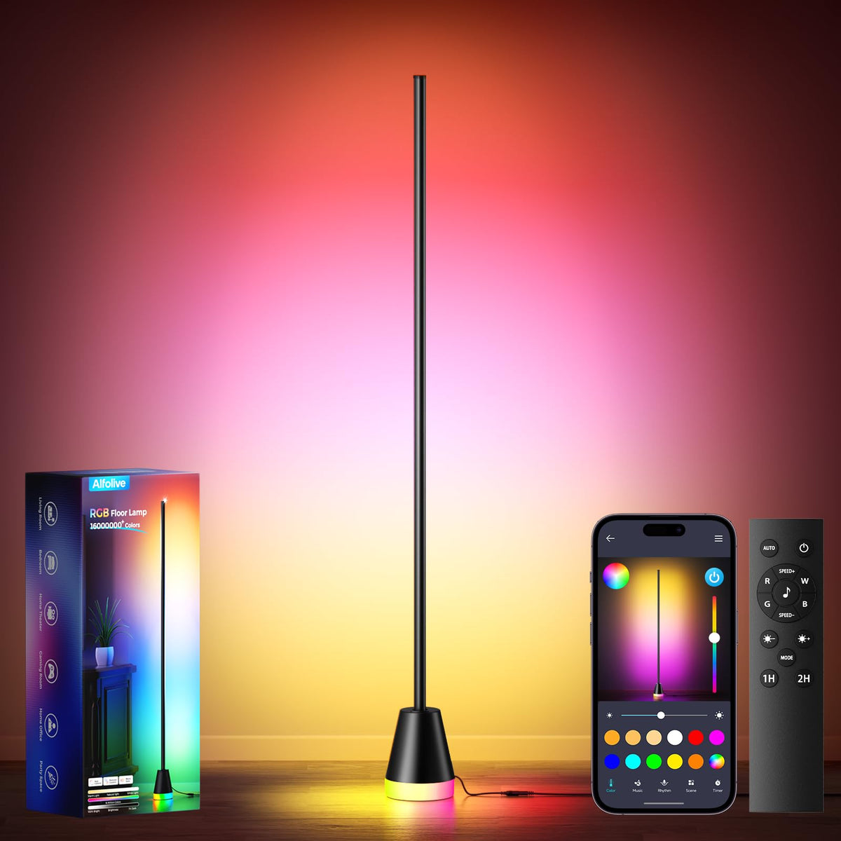 Alfolive RGB lamp — Smart LED corner lamp with music sync and remote control