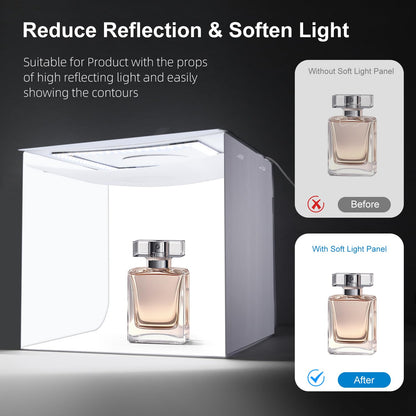 Camera stage lighting modifier — Portable mini photo studio with LED light and backdrops