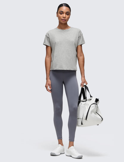 CRZ YOGA relaxed pima cotton shirt for women in casual short sleeve style