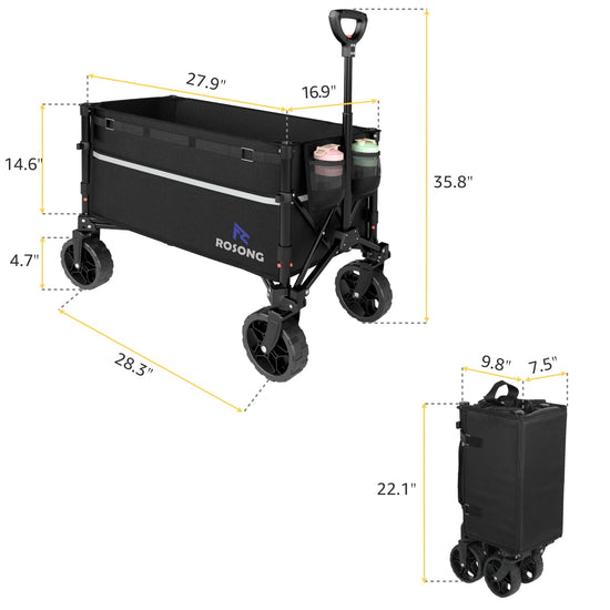 ROSONG collapsible wagon cart — heavy duty foldable design for versatile use