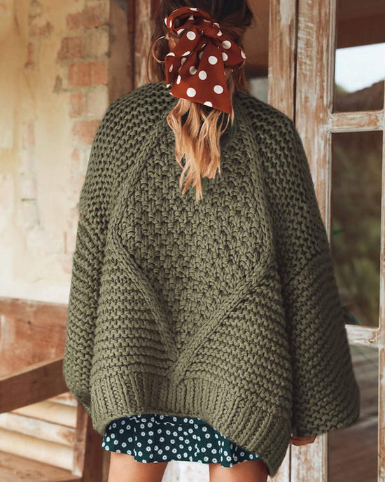 Sweater — Oversized chunky cardigan with cable knit design by Remikstyt