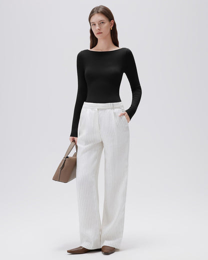 SUUKSESS fitted long sleeve shirt with boat neck in cashmere blend