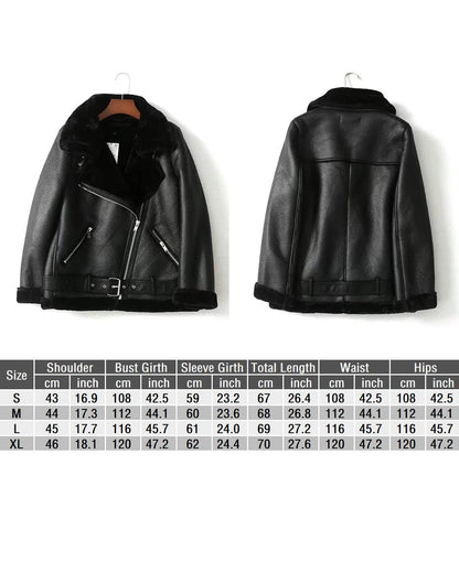 Coat — Faux shearing moto jacket with thick lining and shearling detail