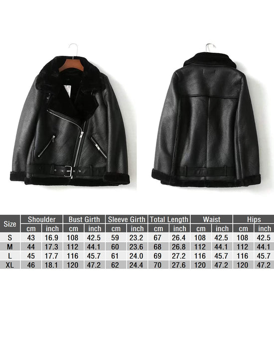 Coat — Faux shearing moto jacket with thick lining and shearling detail