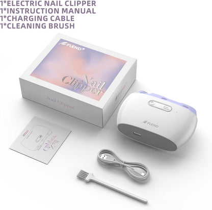 Electric Nail Clipper, Electric Nail Trimmer Suitable for Children, Adults, and Elderly, Automatic Nail Clipper with 2 Adjustable Speeds, Nail Clippers with LED Light and Chip Storage Box