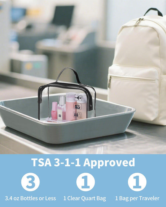 TSA approved clear travel toiletry bag - quart size cosmetic case with zippers