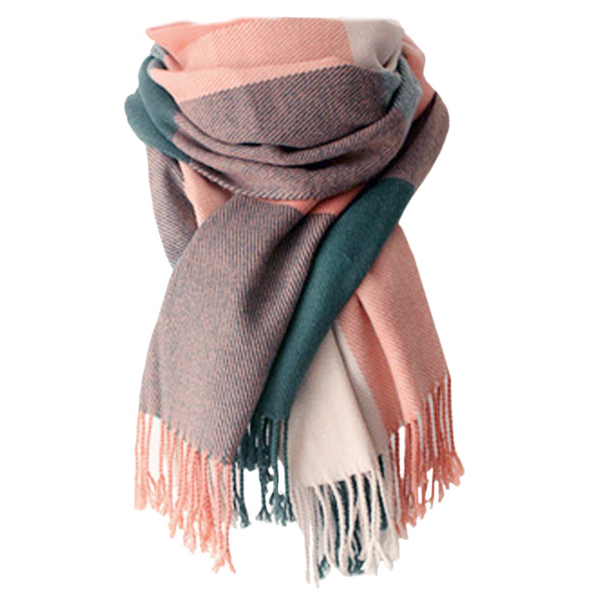YSense women's plaid blanket scarf - chunky oversized winter wrap shawl