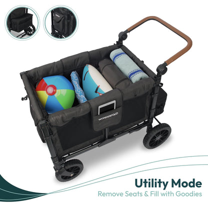 Wonderfold W4 Luxe stroller — collapsible wagon with 4 seats and sun canopy