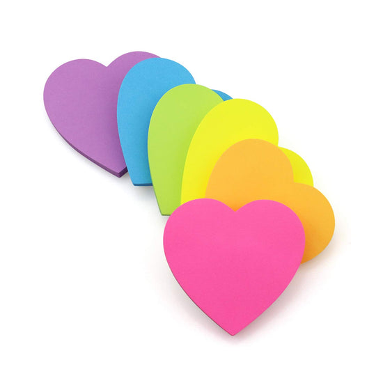 Self stick note pads — heart shape colorful design, 75 sheets per pad