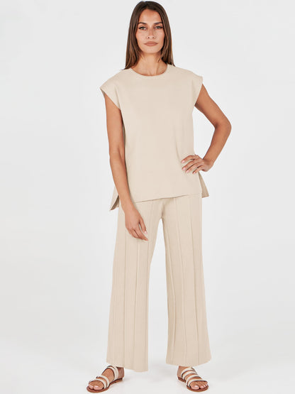 ANRABESS coordinated outfit — summer knit sweater vest and pant set for vacation