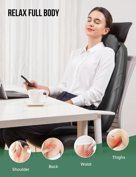 Snailax back massager with soothing heat — electric deep tissue kneading full body massage chair