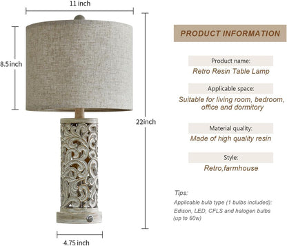 OYEARS lamp set - 3-way dimmable touch control rustic design for home and office