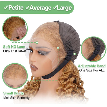LRV deep wave wig — human hair with HD lace frontal, 180 density for women