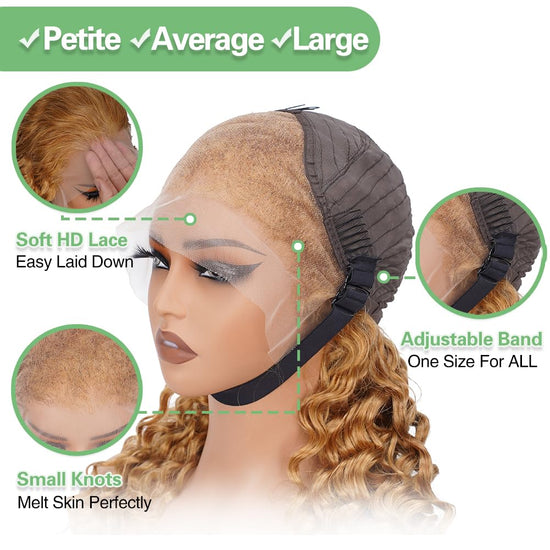 LRV deep wave wig — human hair with HD lace frontal, 180 density for women