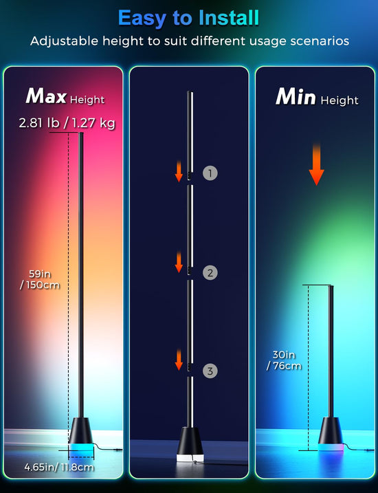 Alfolive RGB lamp — Smart LED corner lamp with music sync and remote control