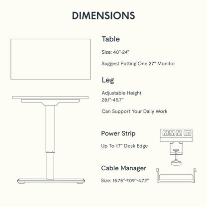 FLEXISPOT EN2 standing desk with clamp power strip and cable management
