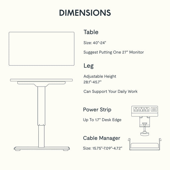 FLEXISPOT EN2 standing desk with clamp power strip and cable management