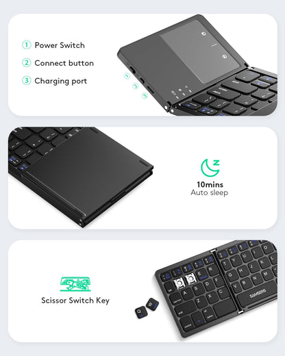 Samsers folding Bluetooth keyboard - compact design and portability