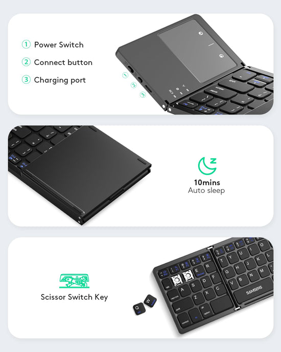 Samsers folding Bluetooth keyboard - compact design and portability