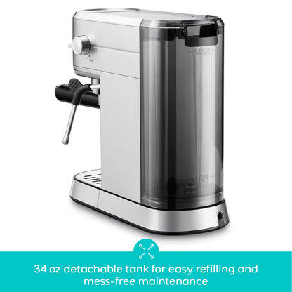 CASABREWS coffee maker — 20 bar pressure with milk frother and removable water tank