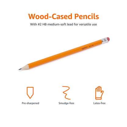 Writing instrument — Amazon Basics woodcased pencils with erasers, 30 count, orange