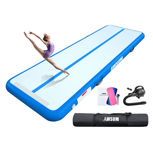AWSUM inflatable gymnastics mat - 10ft to 23ft training mat with electric pump