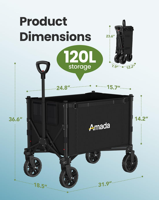 Utility cart wagon — Foldable with 220 lbs capacity and expandable storage