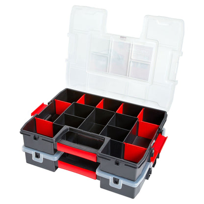 CRAFTSMAN portable tool box with 14 compartments and secure latch lid