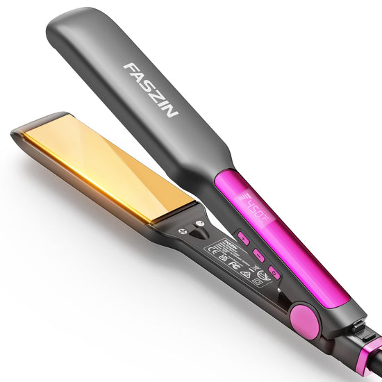 Faszin hair iron — 1.65 inch titanium plate with rapid heating and temp display