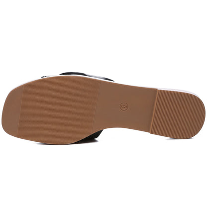 Athlefit sandals — Soft leather slide with square toe design