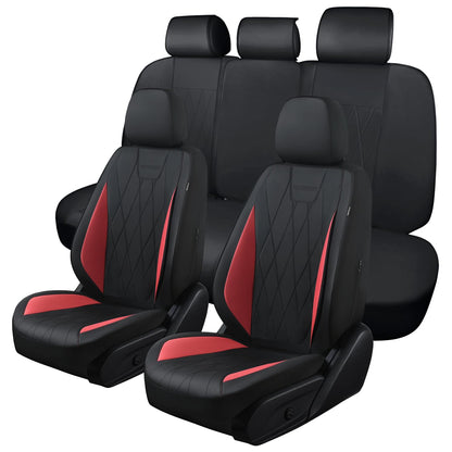 VEHICLE_SEAT_COVER — Leather five-piece set in red and black colors
