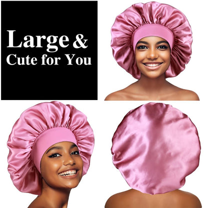Shower cap — Large satin bonnet for women with braids