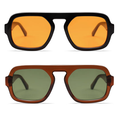 VANLINKER retro square aviator sunglasses - 70s vintage style flat top rectangle design