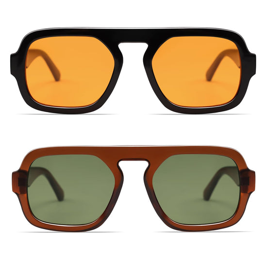 VANLINKER retro square aviator sunglasses - 70s vintage style flat top rectangle design
