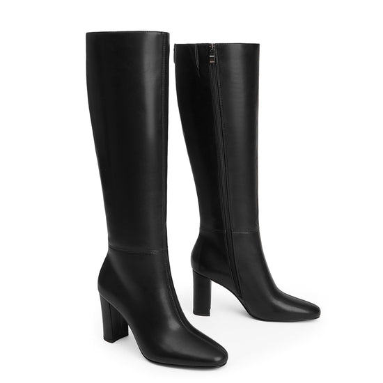 Knee high boots — Chunky heel with rounded toe design