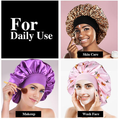 Shower cap — Large satin bonnet for women with braids