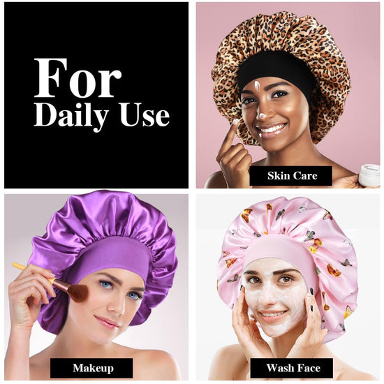 Shower cap — Large satin bonnet for women with braids