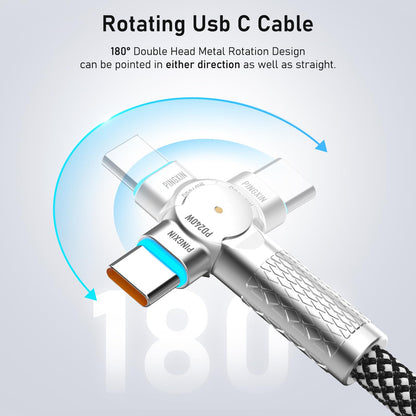USB C cable - 10FT 240W fast charging with 180° rotating design for iPhone and MacBook