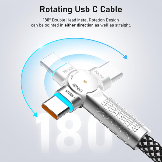 USB C cable - 10FT 240W fast charging with 180° rotating design for iPhone and MacBook