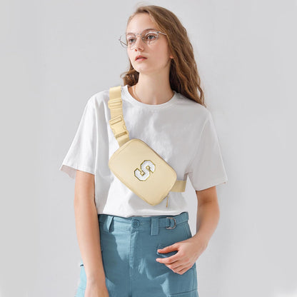 Gitus waist pack — Personalized fanny pack with initial letter patch for girls