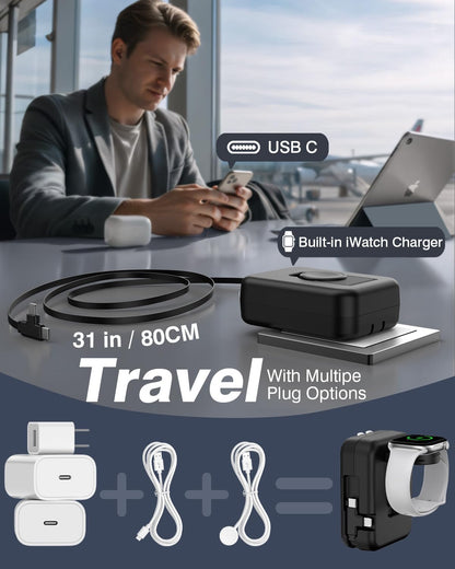 Charging adapter — 3 in 1 retractable design with 36W fast charging block and cables