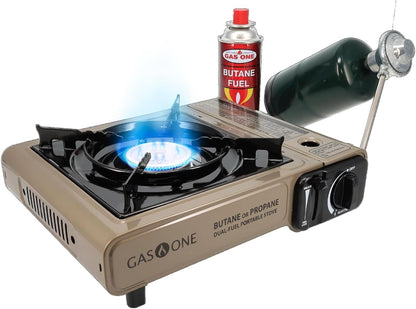 Portable stove — Gas One dual fuel camping stove with carrying case