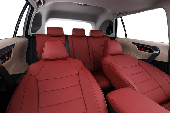 EKR vehicle mat — Custom leather seat cover in burgundy for RAV4 2019-2024