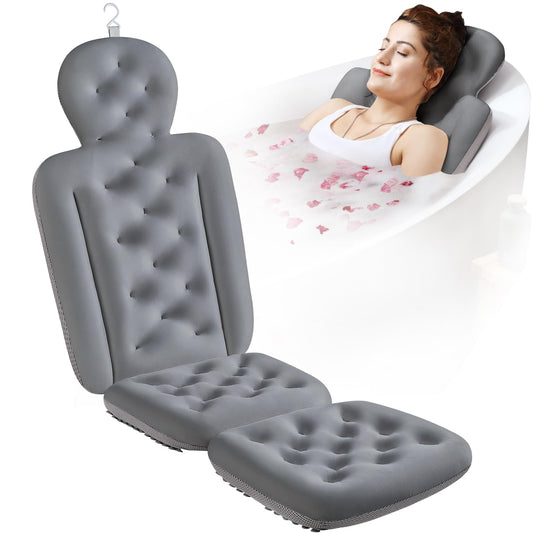 Bath pillow — Thick cushion with laundry bag for headrest support 51 x 16