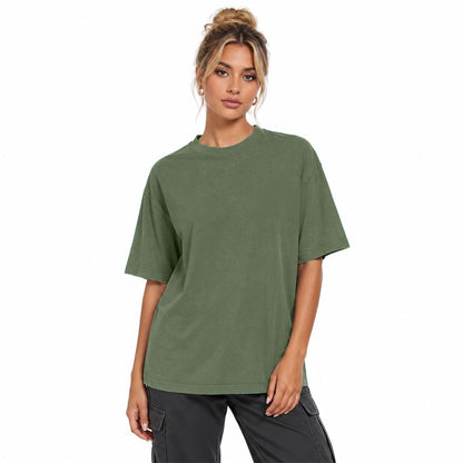 Shirt — Washed vintage oversized cotton tee for women by SnowElve