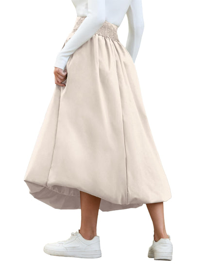 peassa women's bubble skirt with pockets and elastic waist