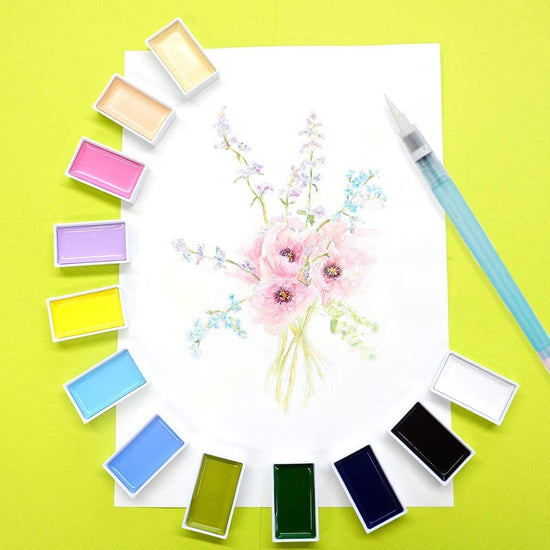 Kuretake GANSAI TAMBI watercolor paint set — professional-quality, non-toxic colors made in Japan