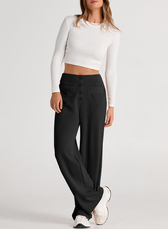 EVALESS high waist stretchy work pants with pockets